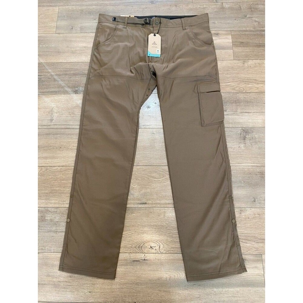 Prana Zion Cargo Pants II Mens 40X34 Belted Brown Straight Outdoor Hiking NEW